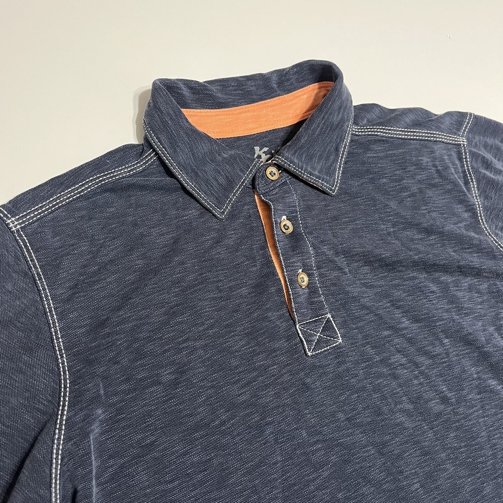 Age Of Wisdom Polo Shirt Mens SMALL Blue Orange Contrast Stitch Short Sleeve